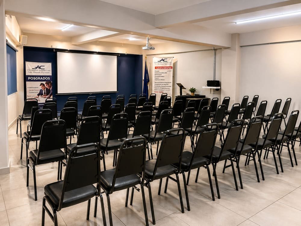 Sala audiovisual con equipamiento para proyección